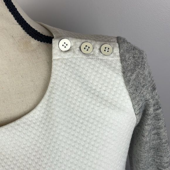 Ann Taylor LOFT Black White Gray Color Block Long Sleeve Knit Dress Sz 4 - Picture 3 of 10